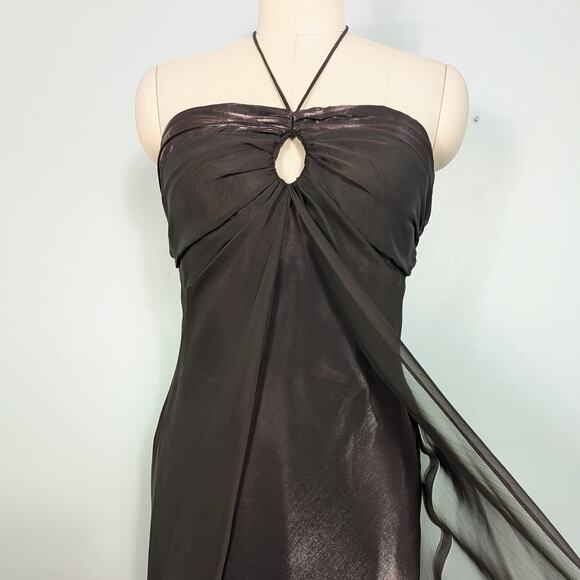 Vintage Betsy Adam Prom Dress Maxi Gown M Brown Y2K 90S Fairy Grunge Empire - Picture 7 of 14